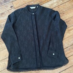 Chic Black Women's Blouse with Lace Trim